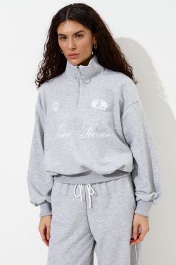 Олимпийка с короткой молнией "Âme Sirène" цвета серый меланж