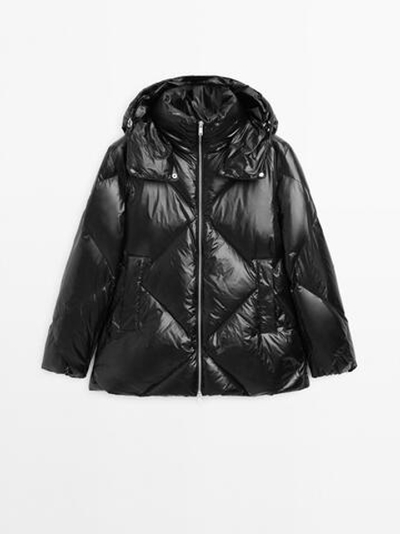 Massimo Dutti Стеганая куртка с водоотталкивающей пропиткой, черный