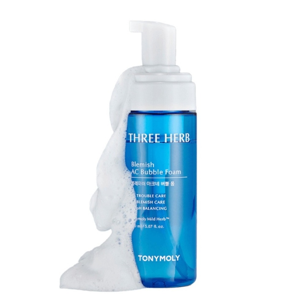 TONYMOLY Очищающая пенка-мусс для проблемной кожи - Three-herb Blemish AC Bubble Foam,150мл
