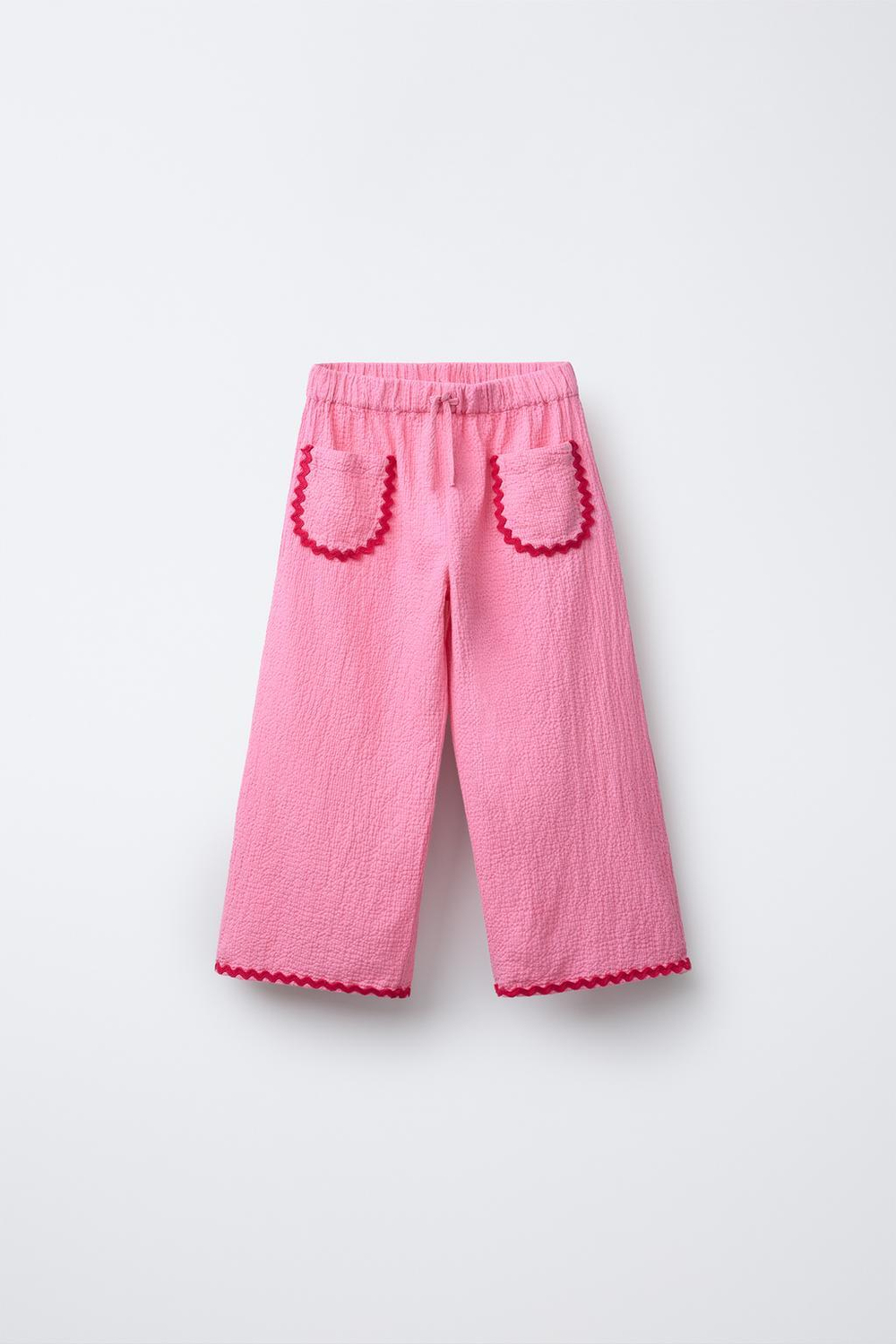 ZARA БРЮКИ ТЕКСТУРЫ «ВОЛНА», МЯГКИЙ РОЗОВЫЙ