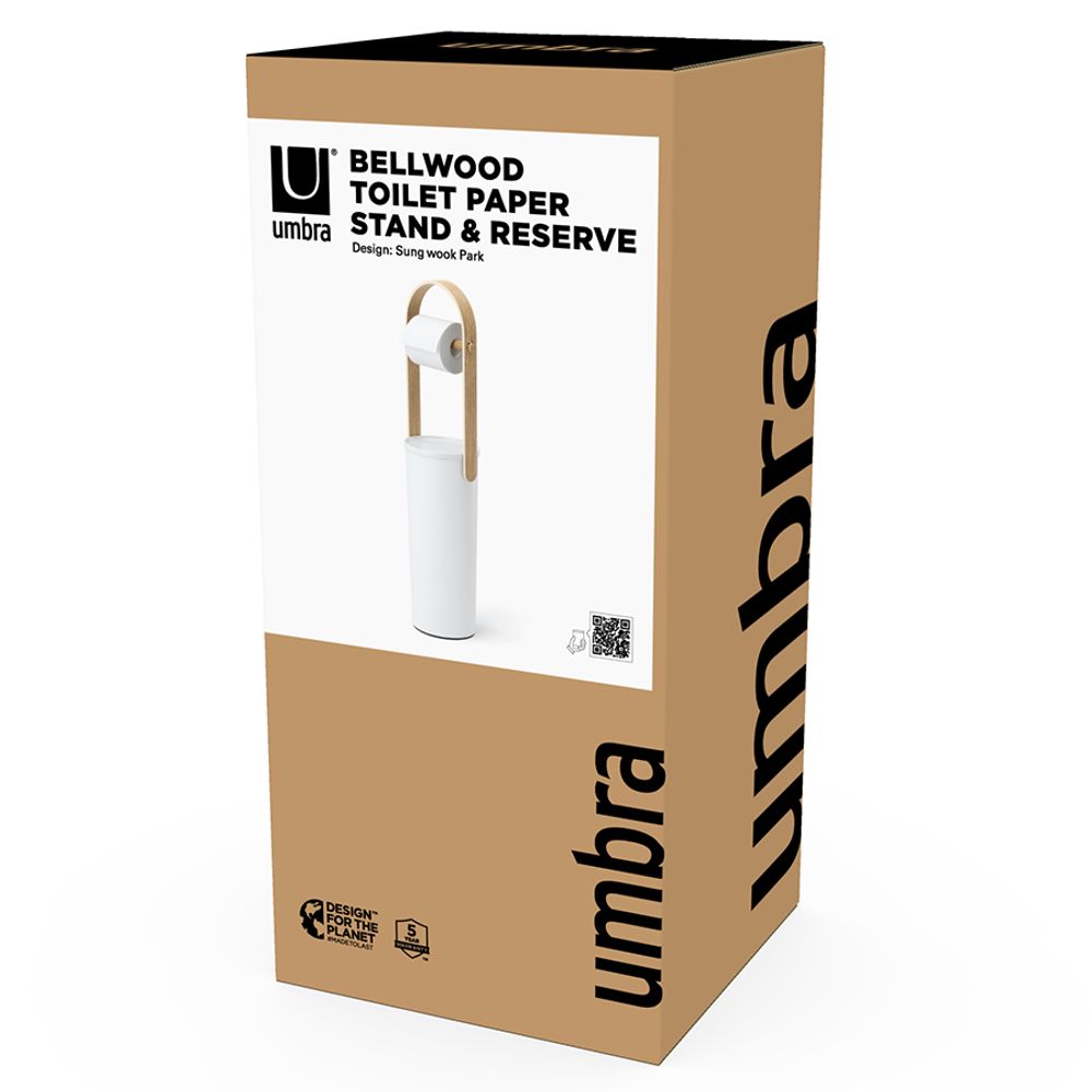 Держатель-органайзер для туалетной бумаги Bellwood, белый/натуральное дерево