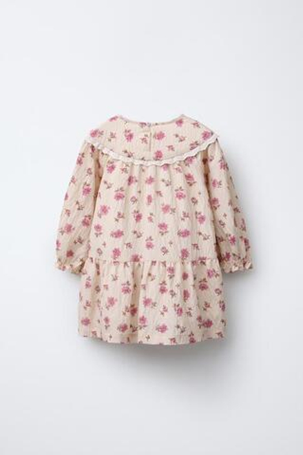 ZARA ПЛАТЬЕ С ЦВЕТОЧНЫМ ПРИНТОМ, ЭКРЮ