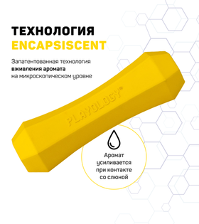 Playology жев.палочка Squeaky Chew Stick Medium Adult с ароматом курицы, средняя, желтая