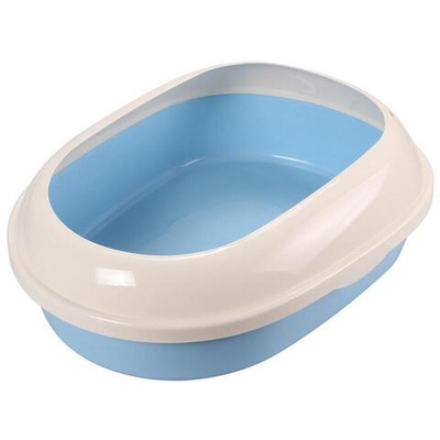 Туалет для кошек овальный с бортом "Эллипс", голубой/белый, 490*380*160мм, серия HYGIENE, Triol
