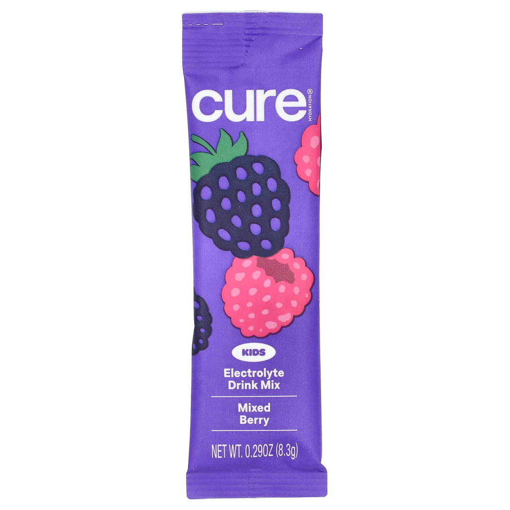 Cure Hydration, Kids, смесь для приготовления электролитов, ягодная смесь, 6 пакетиков по 8,3 г (0,29 унции)