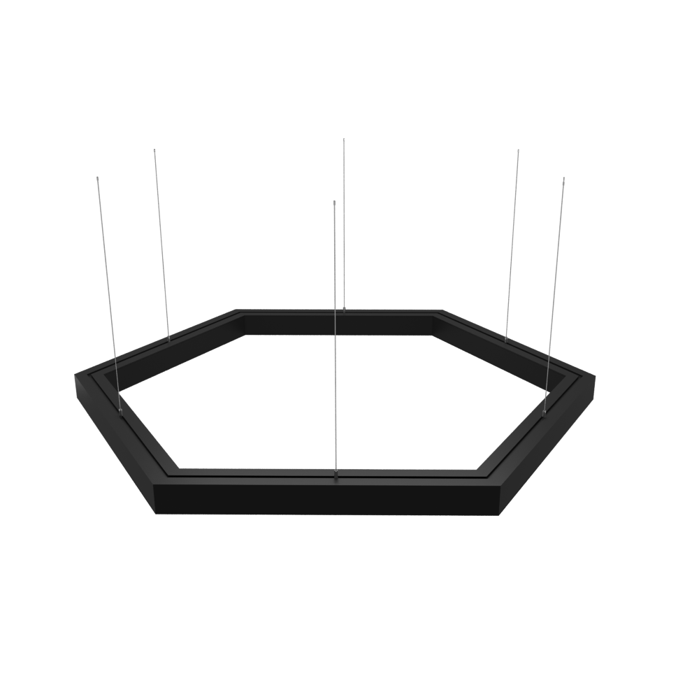 Светильник LED шестиугольный Hexa 342W D3080мм 3000К черный подвесной IP40