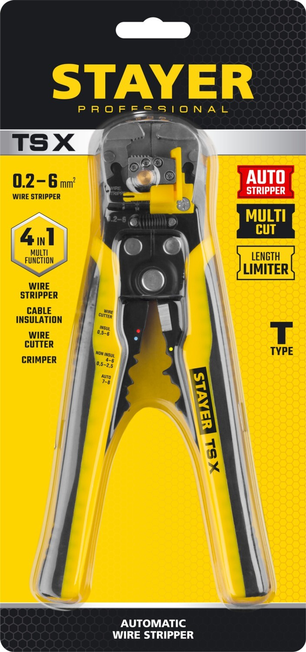 STAYER TS-X, 0.2 - 6 мм2, автоматический многофункциональный стриппер, Professional (22655)