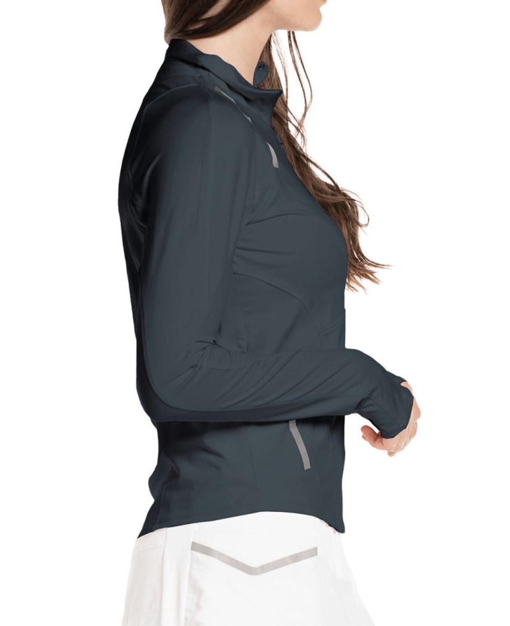 Женская теннисная футболкаLucky in Love Tech Performance Architect 1/4 Zip Long Sleeve - Gray