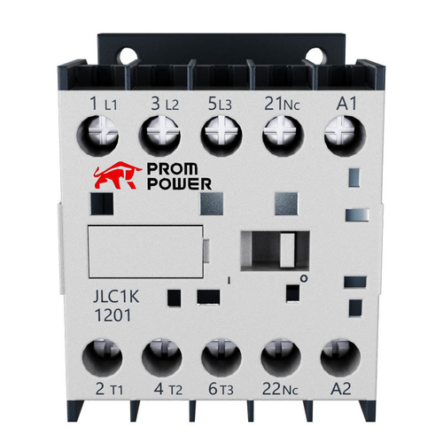 Миниконтактор JLP1-K12-01-BD(DC24), 12A, 3 полюса, доп контакт 1НЗ, напряжение катушки 24VDC