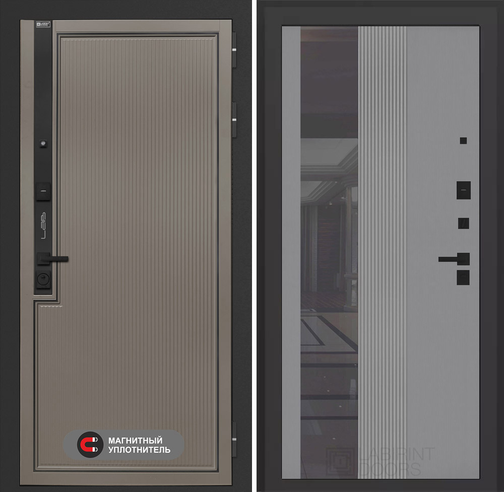 Входная дверь Лабиринт Лаб 1 Про - 32 Серый софт рельеф