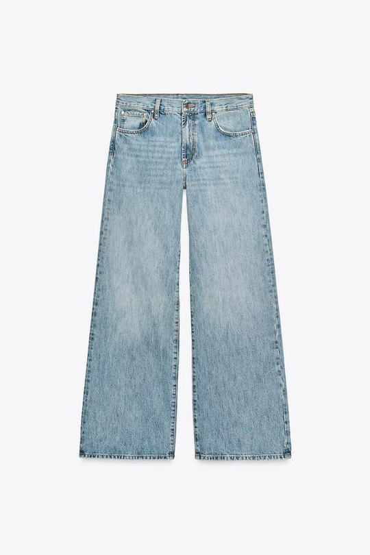 ZARA ДЖИНСЫ WIDE-LEG С НИЗКОЙ ПОСАДКОЙ — ZW COLLECTION, ГОЛУБОЙ