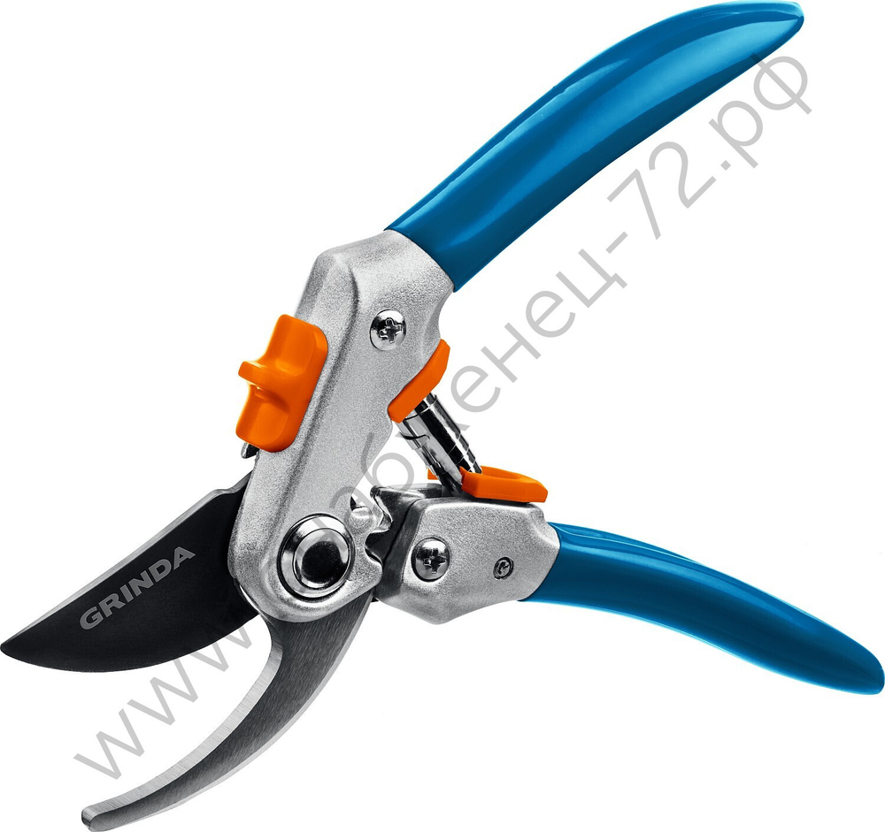 GRINDA P-51, 200 мм, закаленная сталь, шестерённая передача, двухкомпонентные рукоятки, покрытие ПВХ, плоскостной секатор, PROLine (423451_z01)
