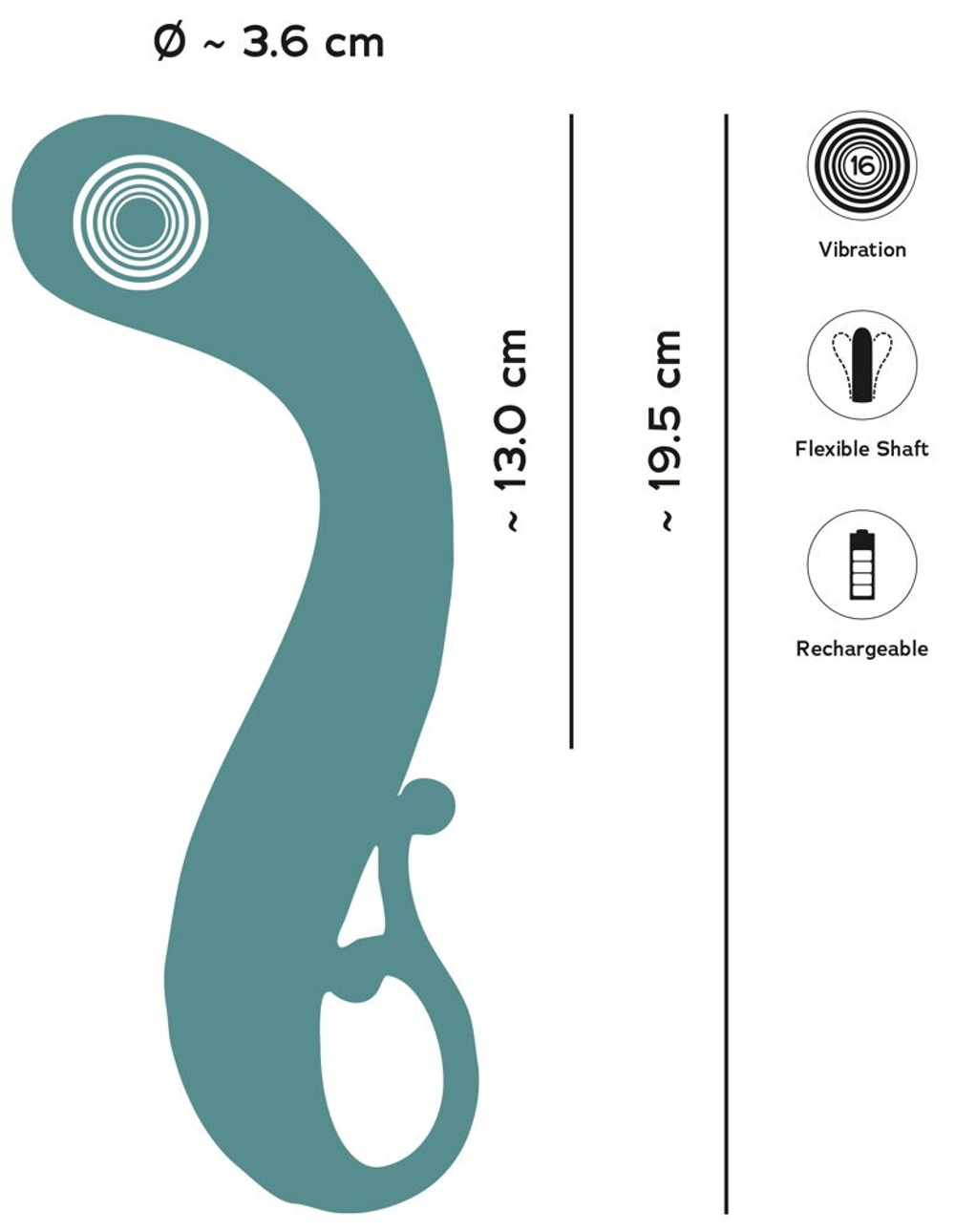 Бирюзовый вибратор для точки G The Magician G-Spot Vibrator - 19 см.