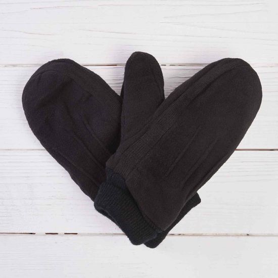 Варежки двойные с мехом (чёрн)