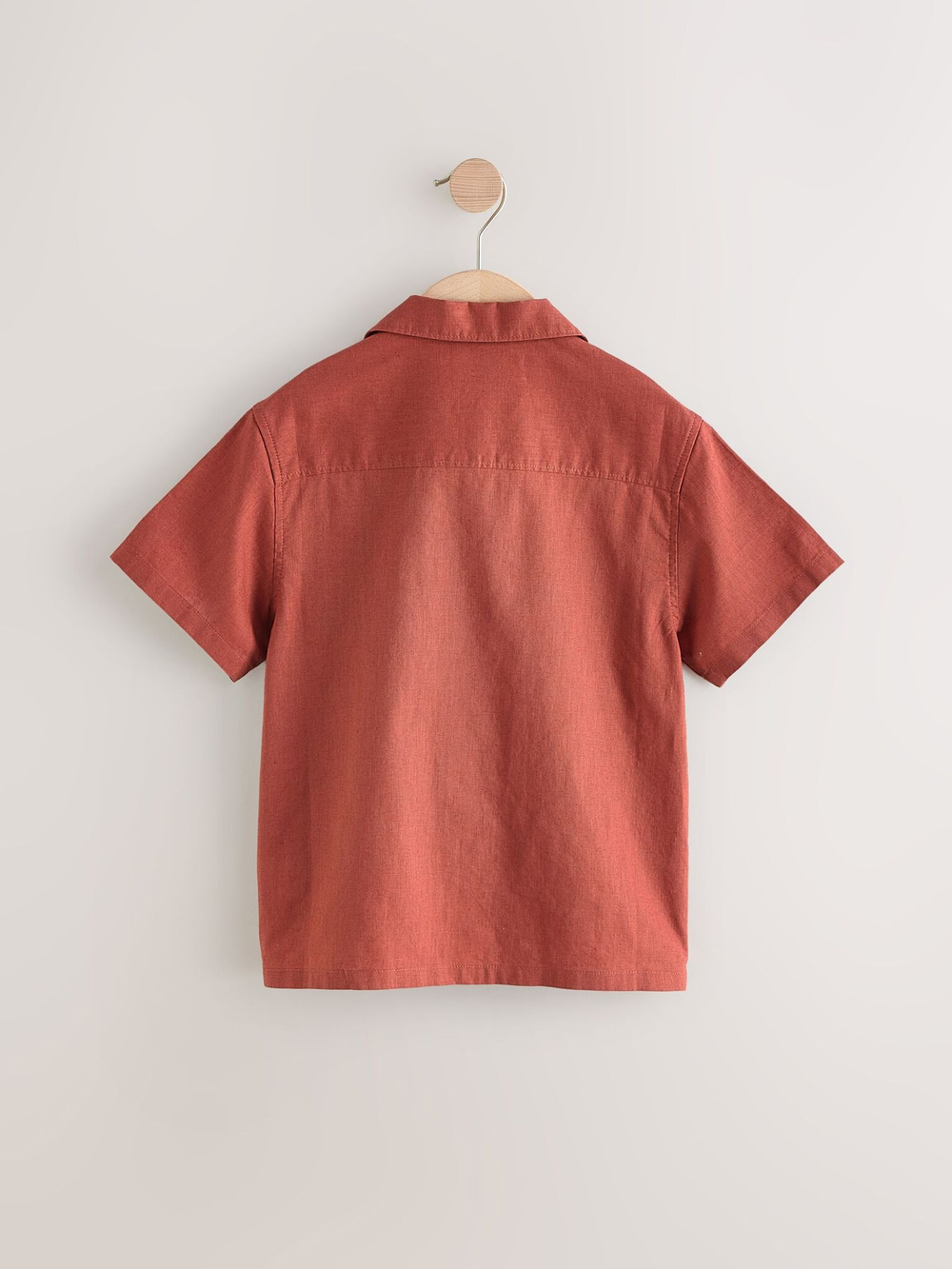 Рубашка с коротким рукавом и вышивкой для мальчика Next AB7-075, Кирпичный