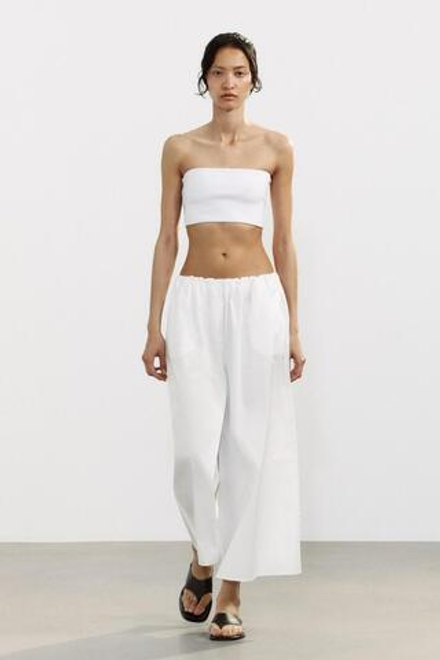 ZARA БРЮКИ-КЮЛОТЫ, БЕЛЫЙ