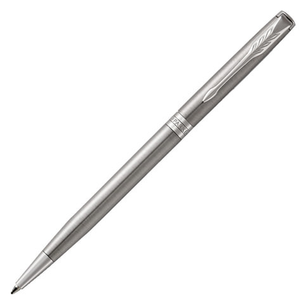 Ручка шариковая PARKER "Sonnet Core Stainless Steel CT Slim", тонкая, корпус серебристый, палладиевые детали, черная, 1931513
