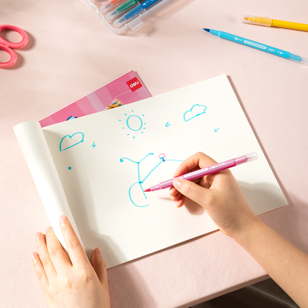 Альбом для рисования DELI, А4., 20 л., офсет, 100 г/кв.м., ассорти, склейка