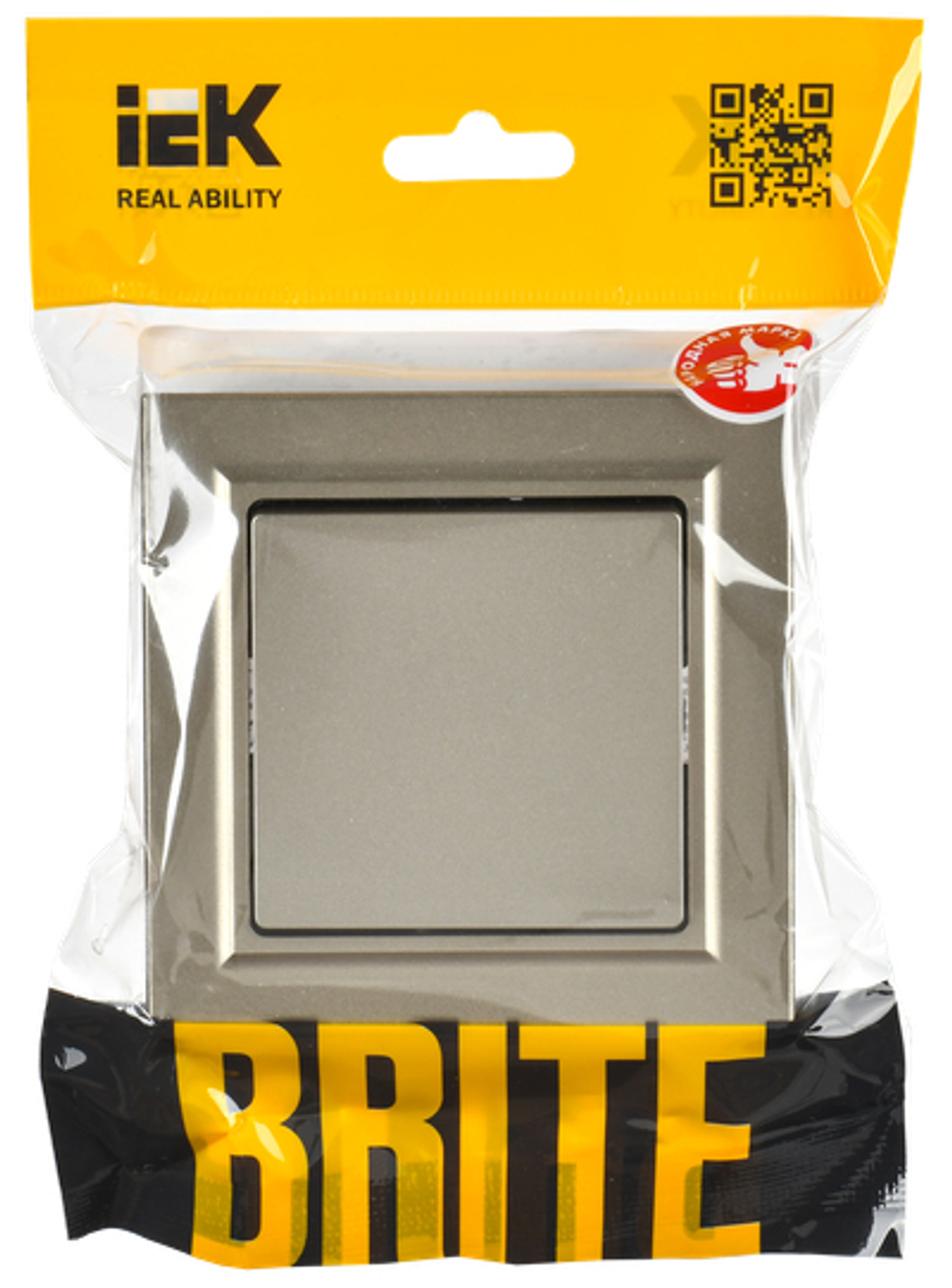 BRITE Выключатель 1-клавишный 10А в сборе ВСР10-1-0-БрШ шампань IEK