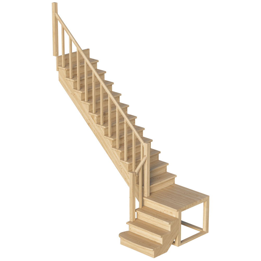 Лестница на второй этаж К-002м/1 Левая c подступенками