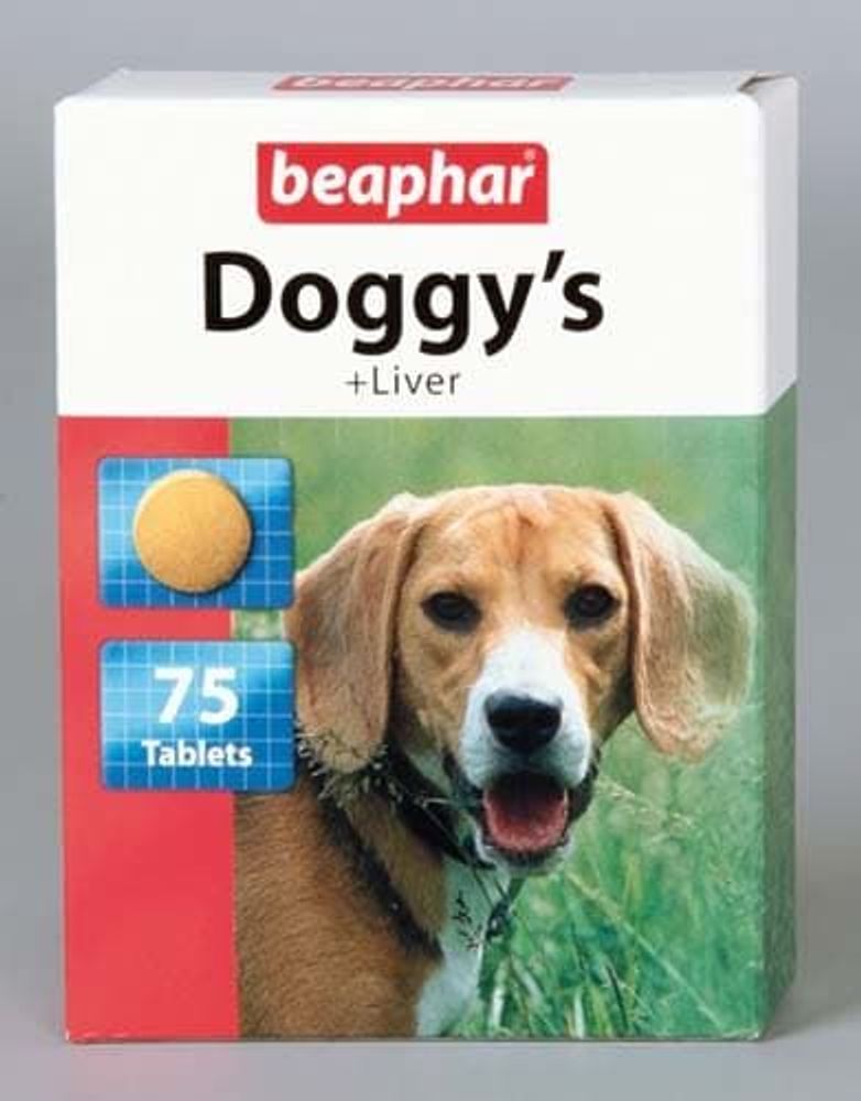 Beaphar `Doggy`s + Liver` витаминизированное лакомство для собак с печенью 75 таб.