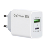 Сетевое зарядное устройство GoPower GPQC08 1USB+1Type-C 20W QC3.0 белый