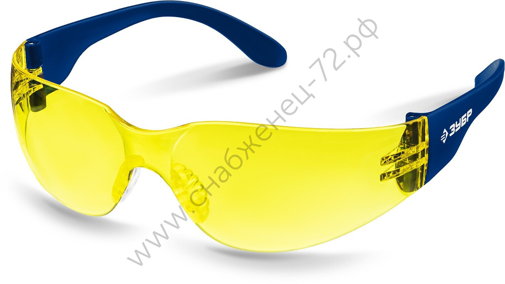 ЗУБР БАРЬЕР жёлтые, облегчённые, линза устойчивая к царапинам и запотеванию, открытого типа, защитные очки (110488)
