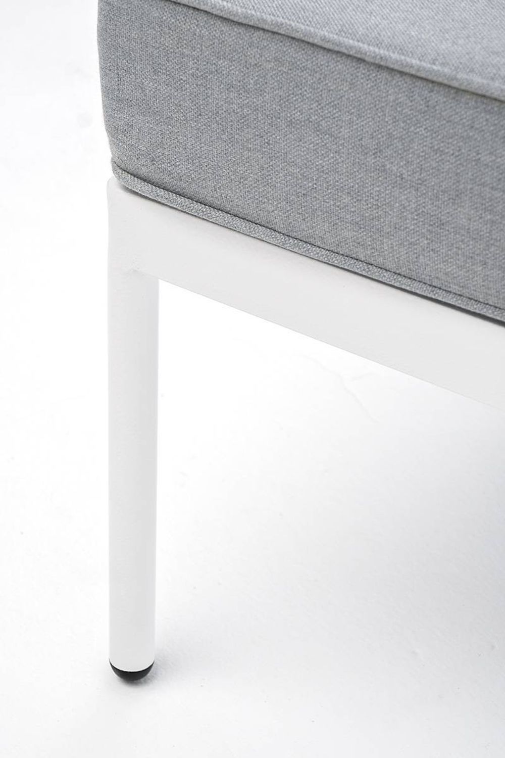 "Канны" угловой модуль плетеный из роупа, каркас алюминий белый шагрень, роуп светло-серый круглый, ткань светло-серая