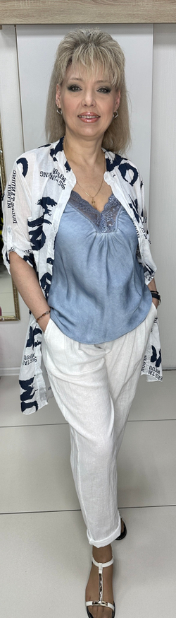 Бело/синяя туника-рубашка(пыльник летний)