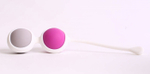 Вагинальные шарики разного веса в белом держателе (Цвет: серый с розовым)