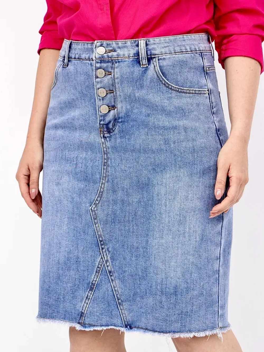 Юбка джинсовая миди с разрезом