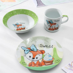 3850487 Набор детской посуды Доляна «Лисёнок», 3 предмета: кружка 230 мл, миска 400 мл, тарелка 18 с