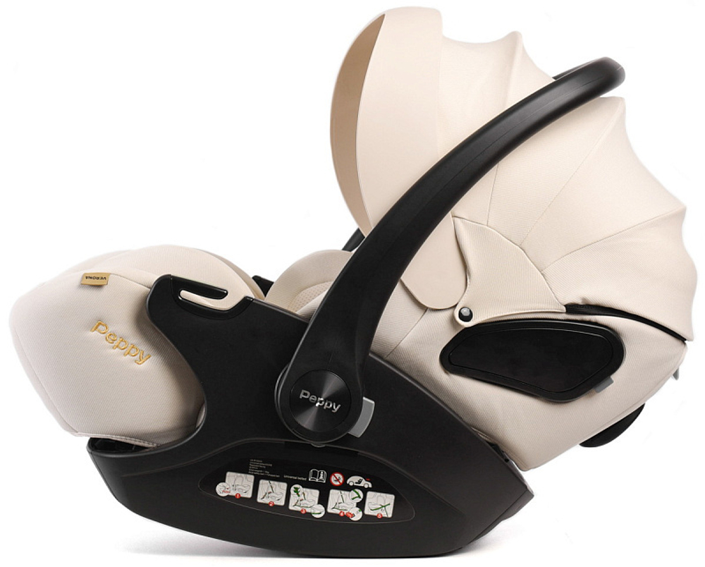 Прогулочная коляска Peppy Amici с автокреслом Verona Beige Black рама Gold