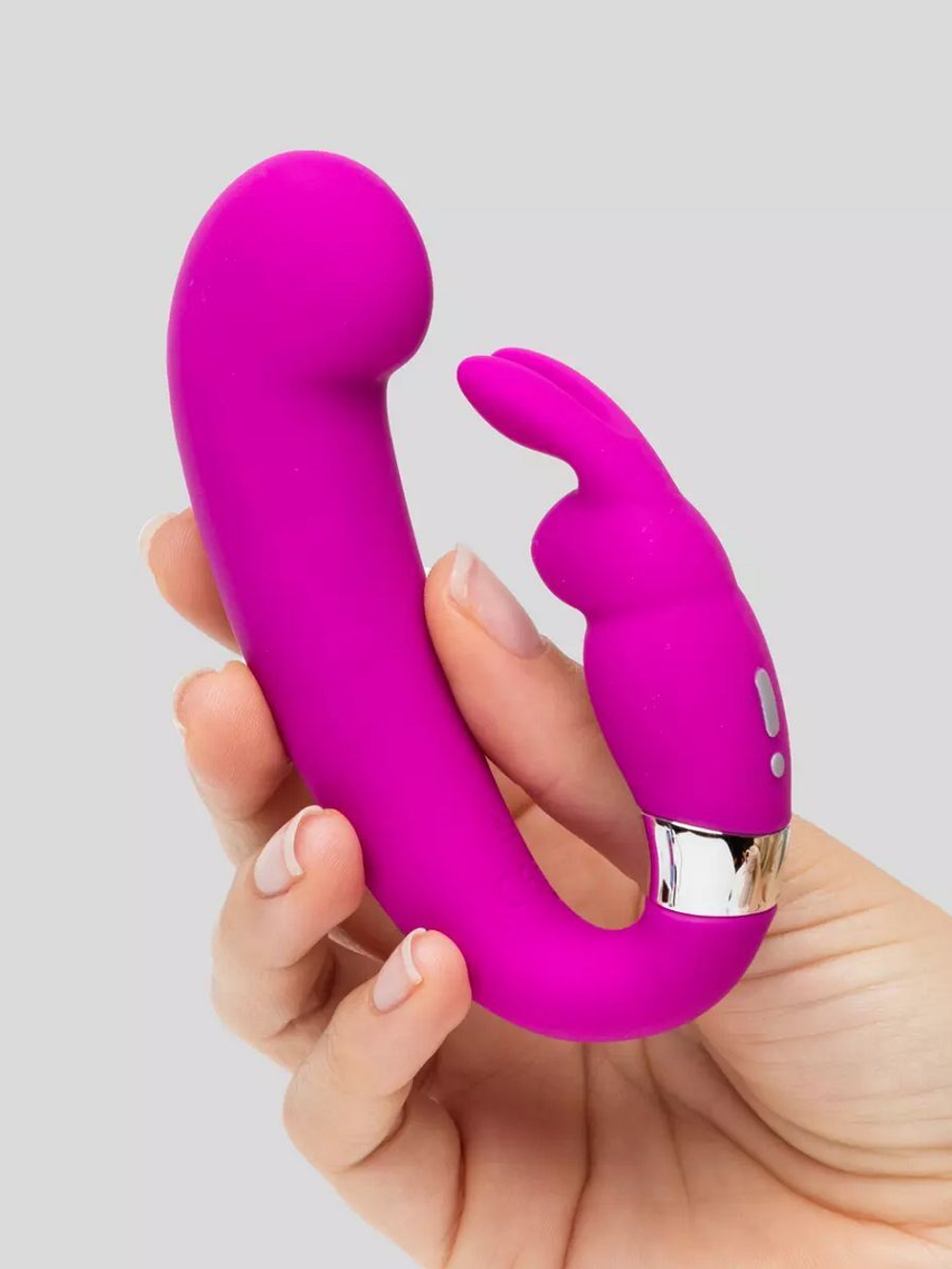 Лиловый вибратор Mini G-Spot Curve Vibe с клиторальным зайчиком (Цвет: лиловый)