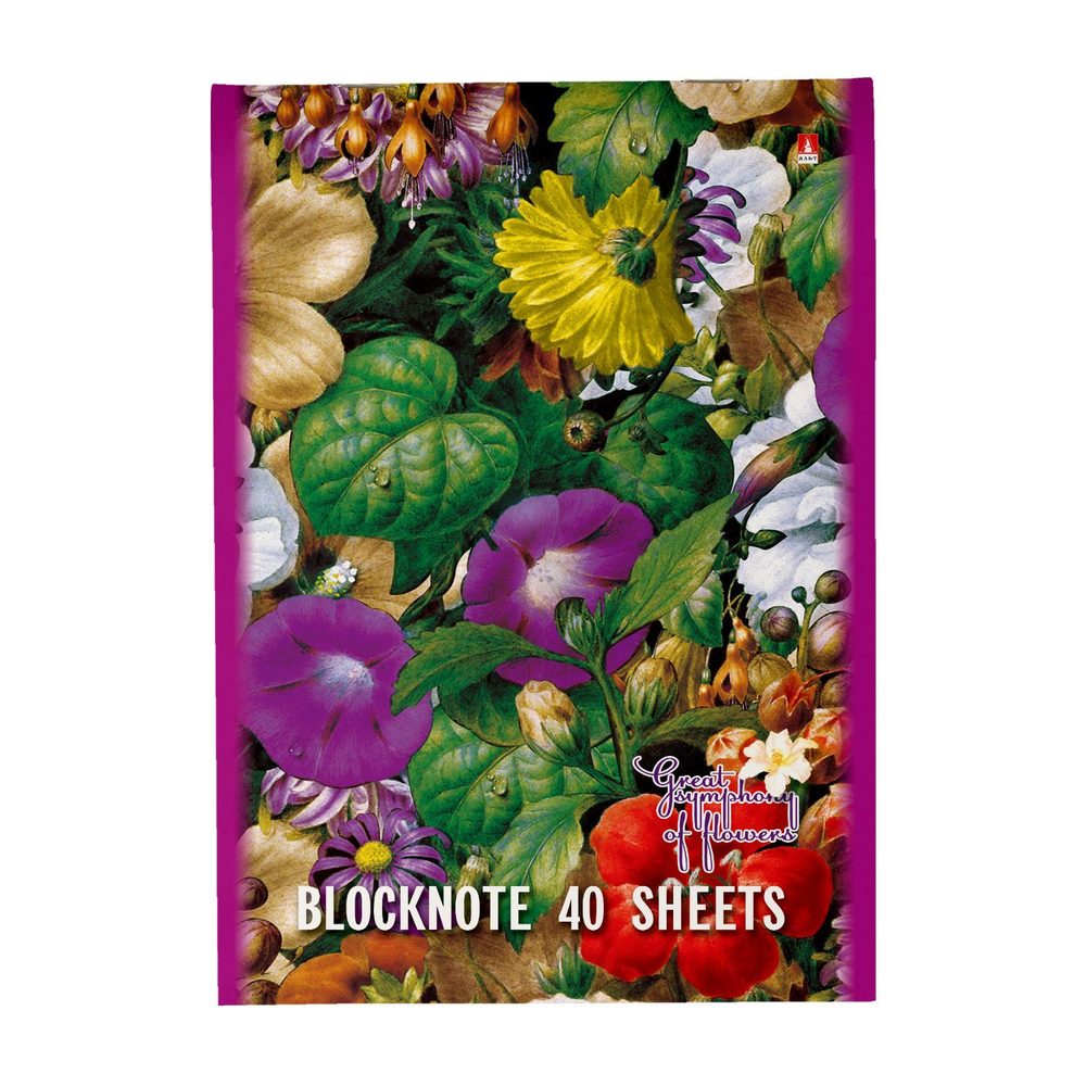 Блокнот А5 40л скоба "Цветы" клетка, ассорти