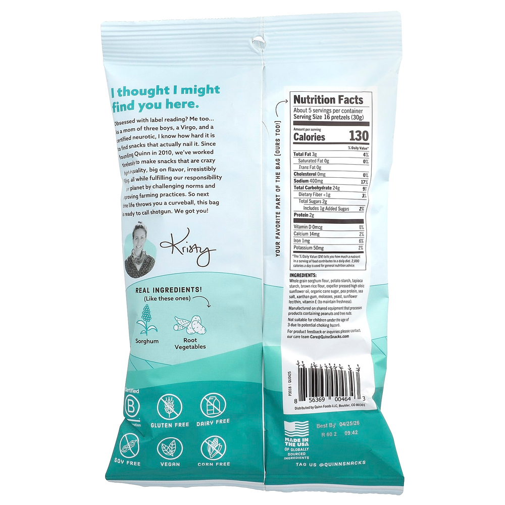Quinn Snacks, Pretzel Twist, морская соль, 159 г (5,6 унции)