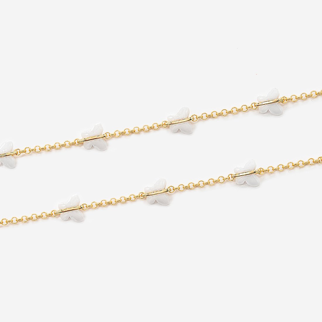 Цепь "Белые Бабочки", звено 2,5мм, позолота