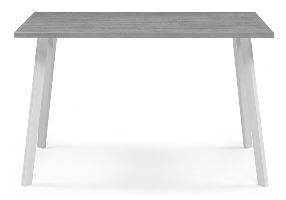 Стол деревянный Woodville Тринити Лофт 120х80х75 25 мм бетон, белый матовый, ножки белые