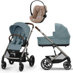 Коляска Cybex Balios S Lux TPE 2025 Cloud G i-Size Almond Beige Plus 3 в 1 Stormy Blue с дождевиками