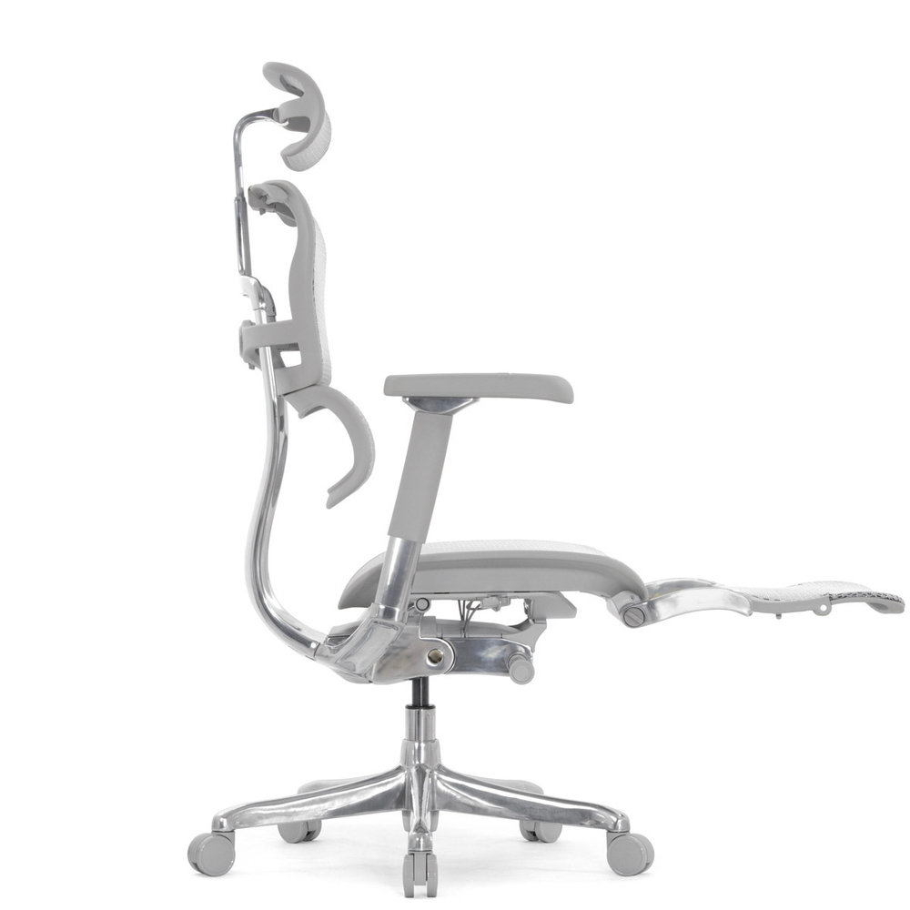 Кресло FALTO Ergohuman Luxury 2 с подножкой ( серый каркас /сетка светлаяT-168-B2 Natural)