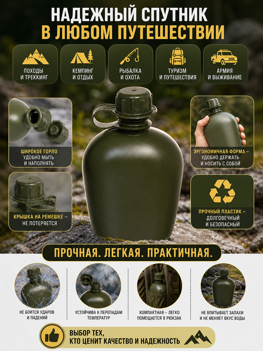 Фляга туристическая 0.7л Caps32