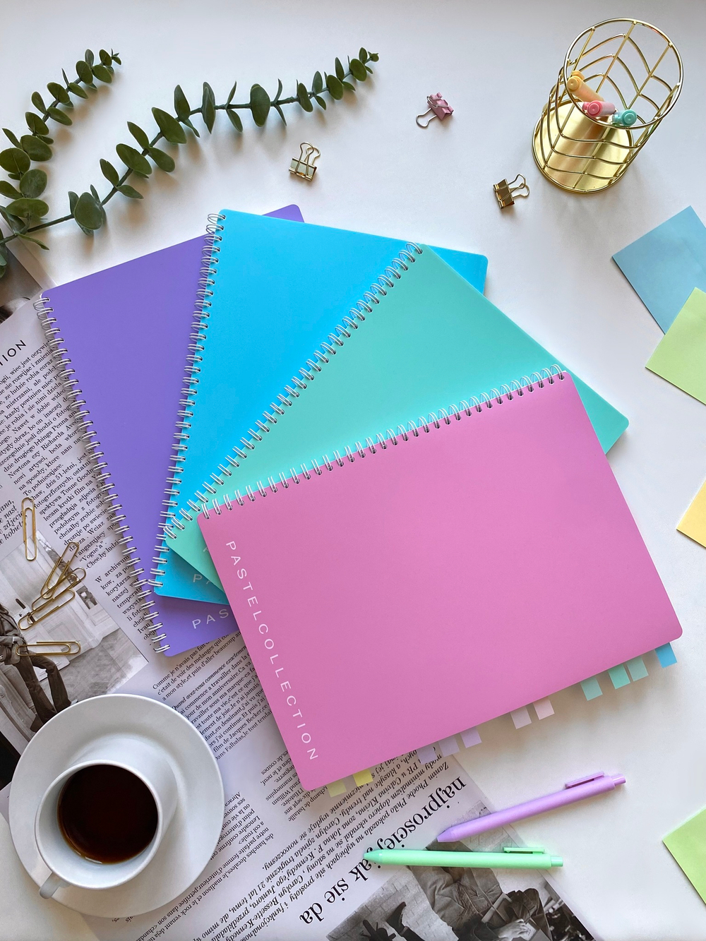 НОВИНКА! Тетрадь  А5 80 л. Pastel Collection Mint/Blue, с обложкой из двухстроннего двухцветного пластика, на металлическом гребне