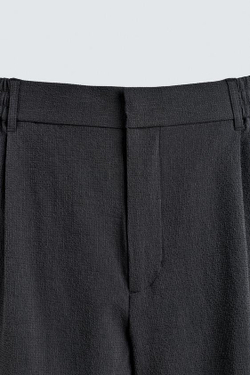 ZARA ШОРТЫ СВОБОДНОГО КРОЯ С НЕРОВНОЙ ТЕКСТУРОЙ И СКЛАДКАМИ, ТЕМНО-СЕРЫЙ