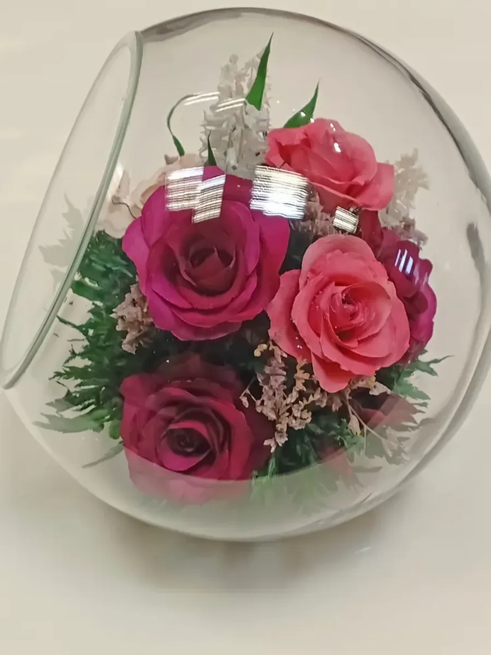 натуральные розы в стекле, вакуум