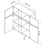 Комод высокий Лайн 4дв Н1390х1194х400
