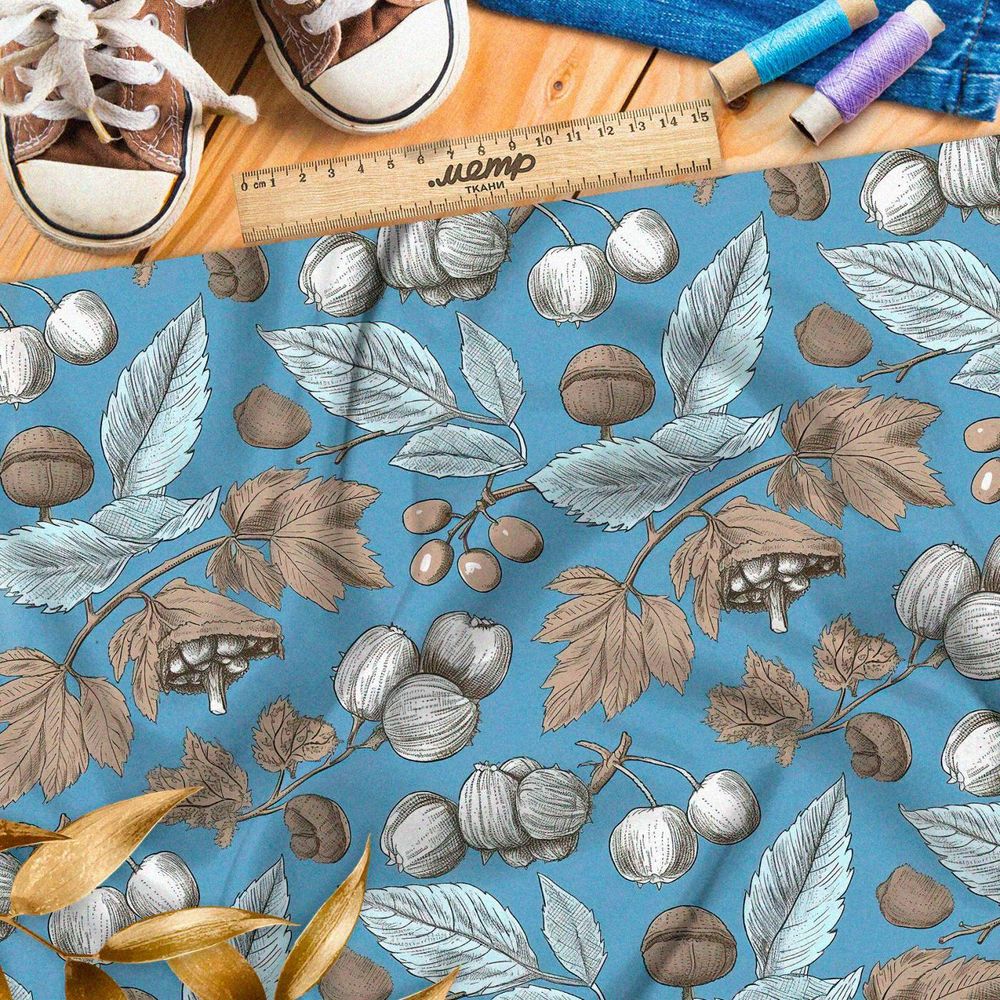 Ткань премиум флис лесное разнообразие