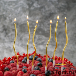 Набор свечей для торта «Волна» (золотой металлик, 15 см) 6 шт