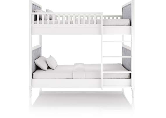 Кровать двухъярусная Elit (белый, серая ткань)