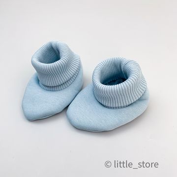 Пинетки "Simple" из футера с начесом, Нежно-голубые