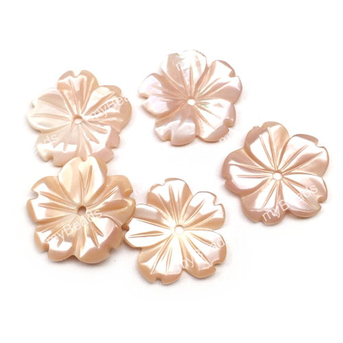 Перламутр светло-розовый резной 16 мм, бусины - цветы